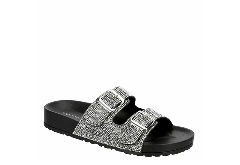 Madden Girl Womens Teddy Footbed Slide Sandal - Black 3 Madden Girl Womens Teddy Footbed Slide Sandal - Black
